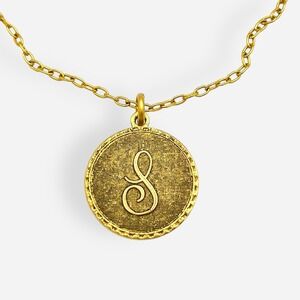 Vintage JOHN WIND Gold Initial‎ S Round Pendant Necklace 16"